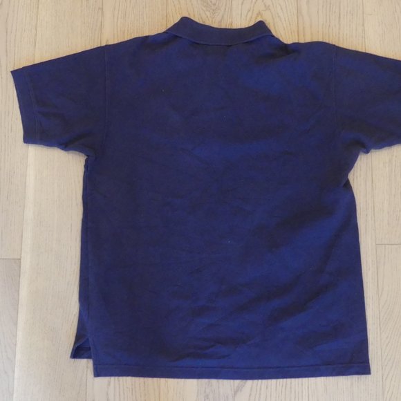 Queen's University Vintage Logo Patch Navy Blue Large Polo Shirt - Picture 4 of 4